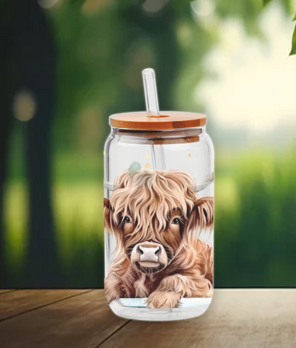 Highland Cow Watercolor | UV DTF Wrap for Cups | Ready to Apply Permanent
