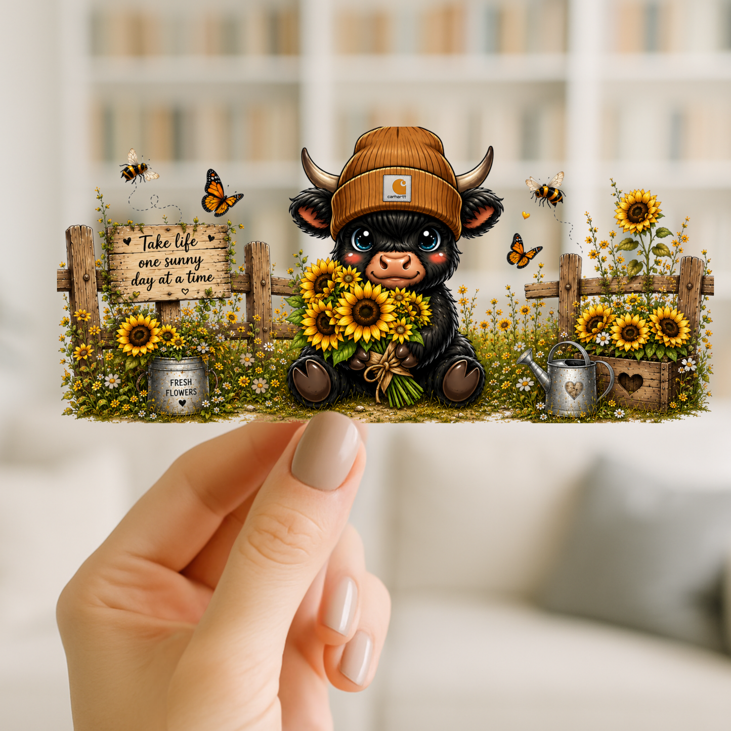 Highland Cow Sunny Days | UV DTF Wrap for Cups | Ready to Apply Permanent