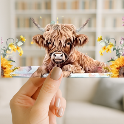 Highland Cow Watercolor | UV DTF Wrap for Cups | Ready to Apply Permanent
