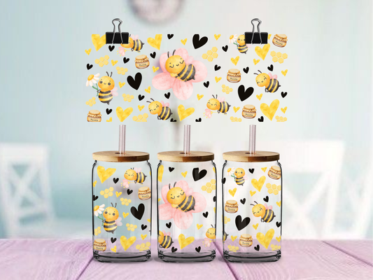 Honey Bee Cute | UV DTF Wrap for Cups | Ready to Apply Permanent