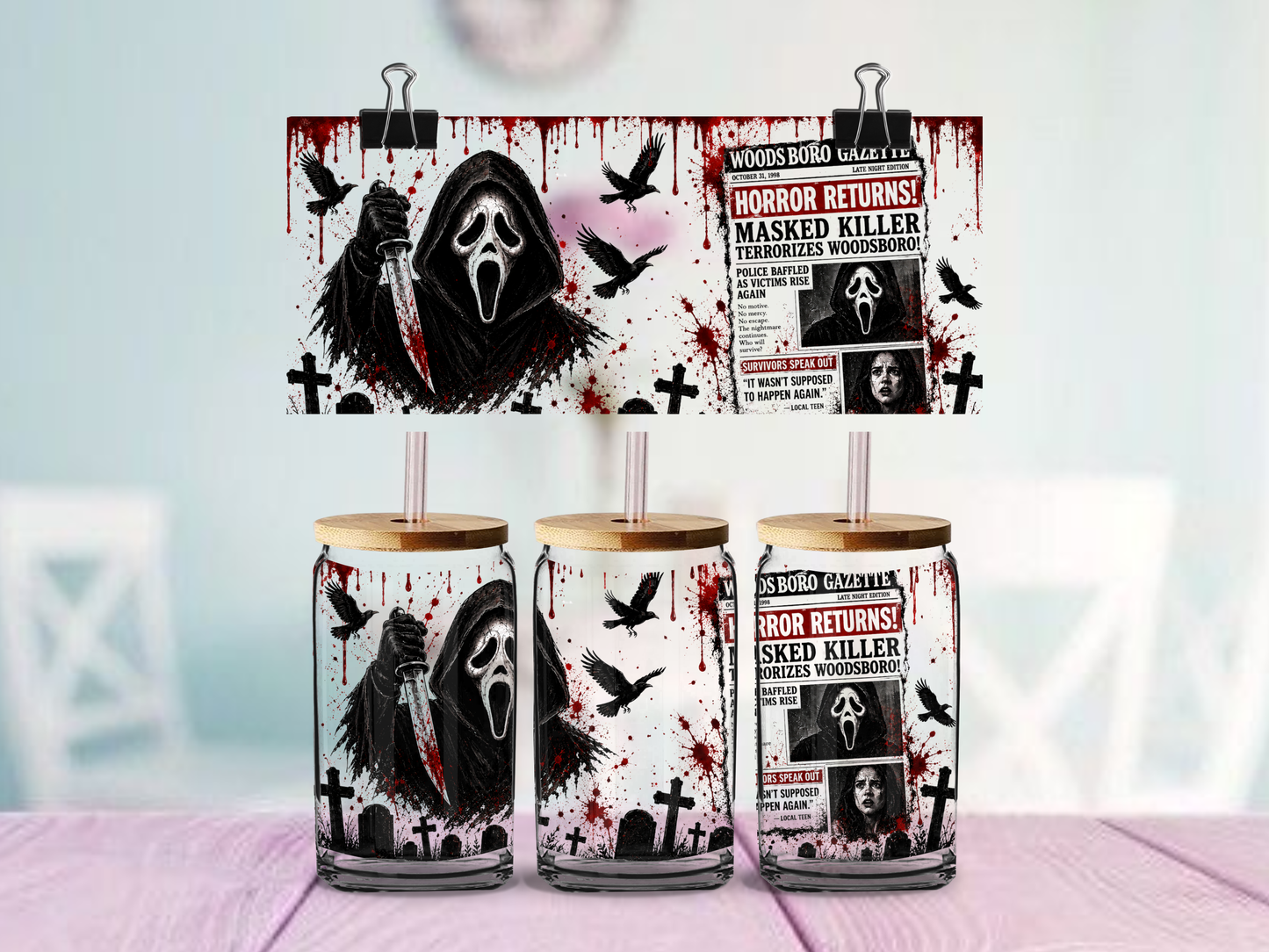Horror Movies | UV DTF Wrap for Cups | Ready to Apply Permanent