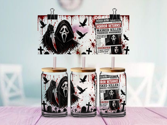 Horror Movies | UV DTF Wrap for Cups | Ready to Apply Permanent
