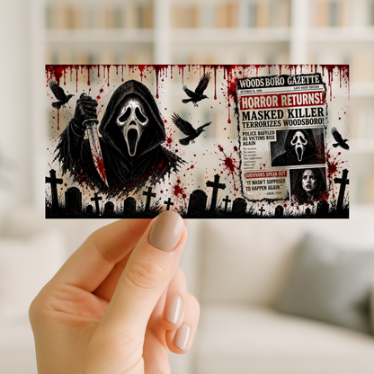 Horror Movies | UV DTF Wrap for Cups | Ready to Apply Permanent