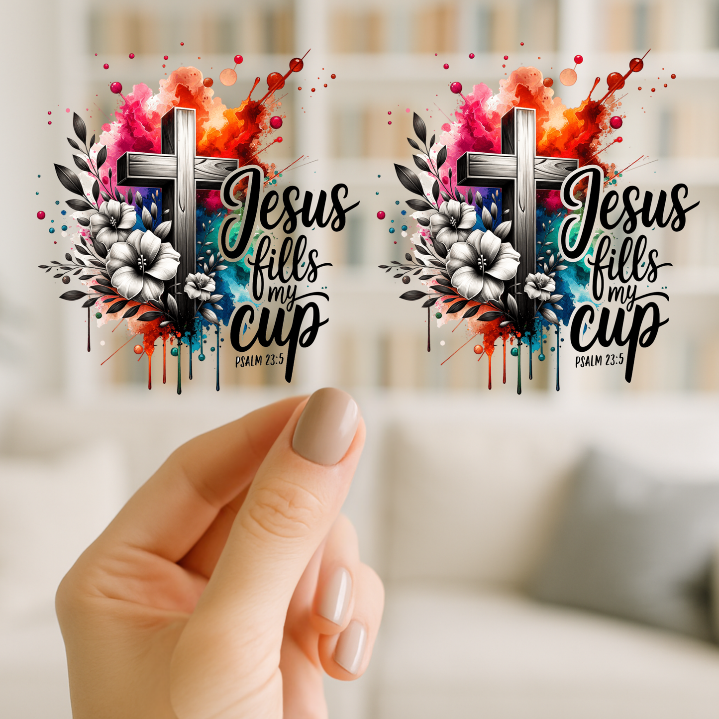 Jesus Fills My Cup | UV DTF Wrap for Cups | Ready to Apply Permanent