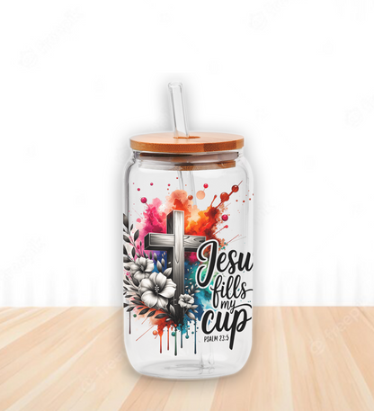 Jesus Fills My Cup | UV DTF Wrap for Cups | Ready to Apply Permanent