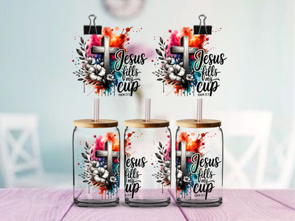 Jesus Fills My Cup | UV DTF Wrap for Cups | Ready to Apply Permanent