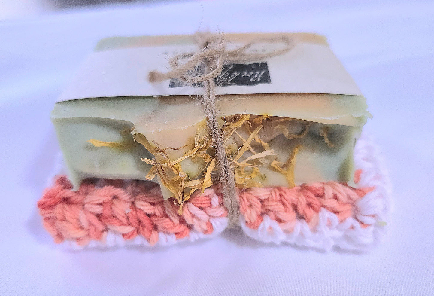 Self Care Bath Set | Crocheted Washcloth & Artisan Goat Milk Soap Gift Set