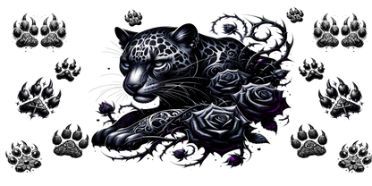 Leopard Paw Blackout | UV DTF Wrap for Cups | Ready to Apply Permanent