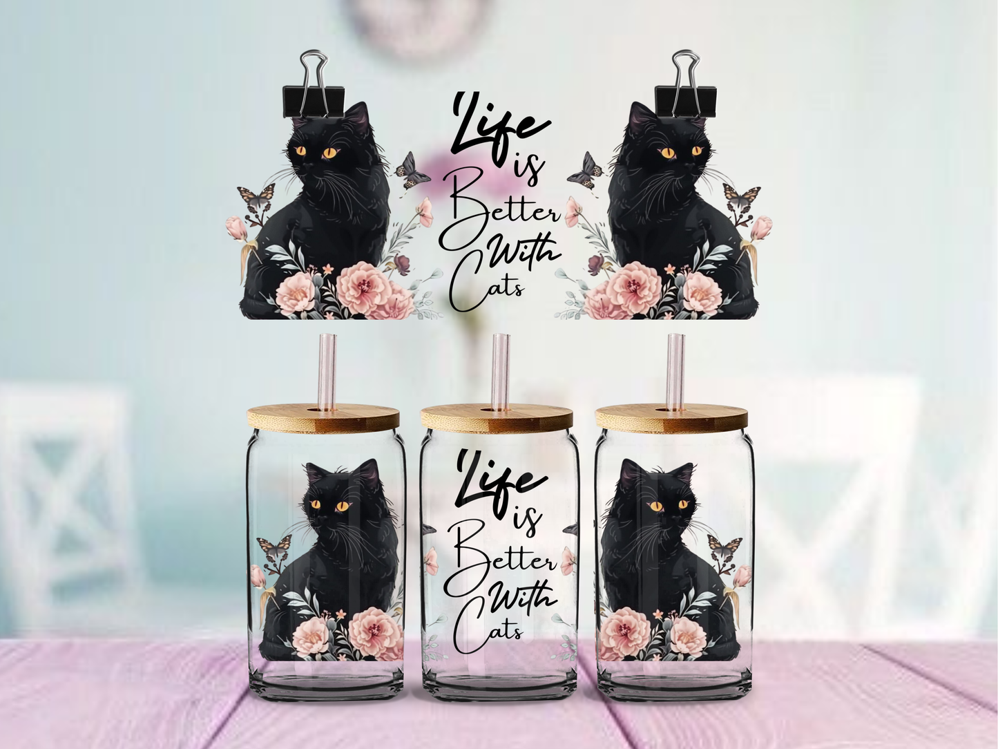 Better with Cats | UV DTF Wrap for Cups | Ready to Apply Permanent