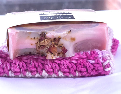 Self Care Bath Set | Crocheted Washcloth & Artisan Goat Milk Soap Gift Set