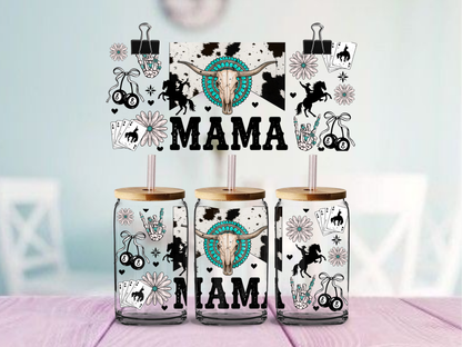 Mama Retro Cowhide | UV DTF Wrap for Cups | Ready to Apply Permanent