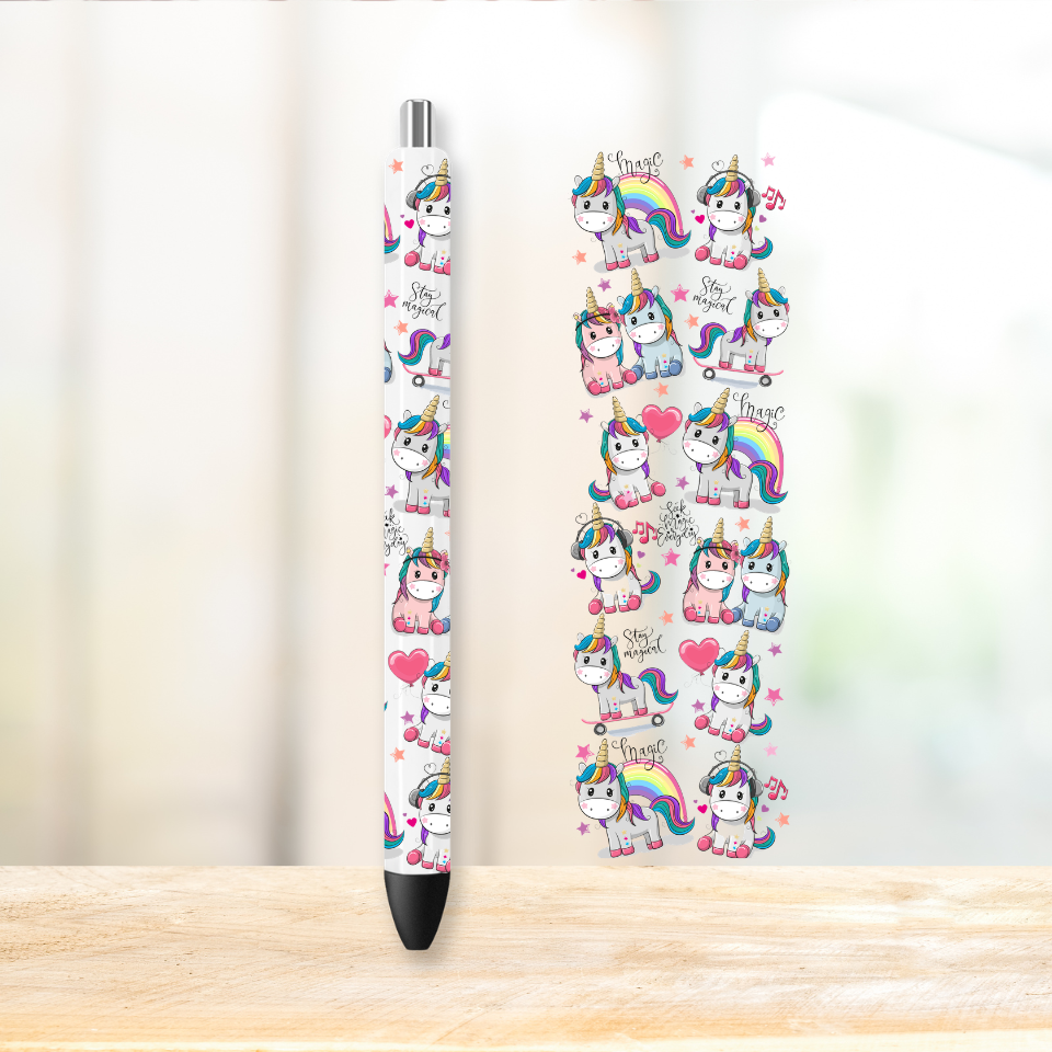 Magical Unicorn UVDTF Pen Wrap | UV DTF Wrap for Pens | Ready to Apply Permanent