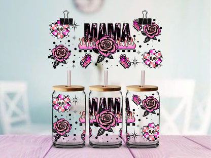 Mama Retro Floral | UV DTF Wrap for Cups | Ready to Apply Permanent
