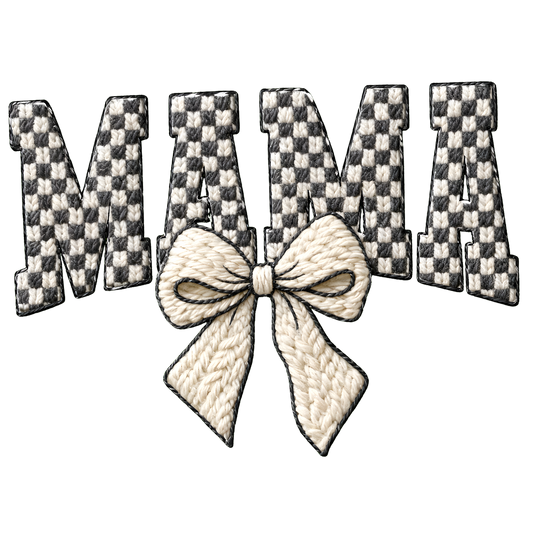 Mama Checkered Crochet UV DTF Decal| Waterproof, Permanent Transfer