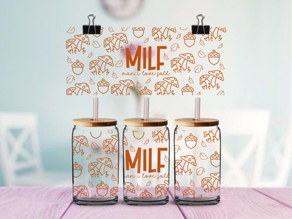 MILF Man I Love Fall | UV DTF Wrap for Cups | Ready to Apply Permanent