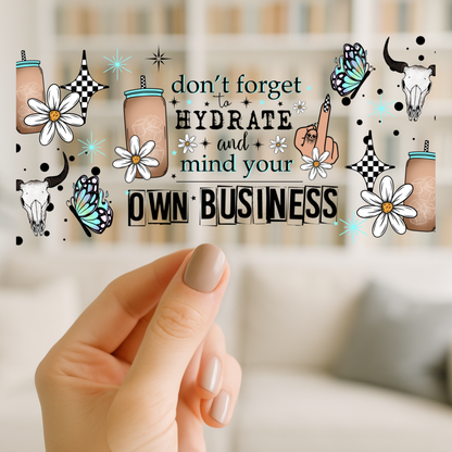 Mind Your Business 16oz cup Wrap | UV DTF Wrap for Cups | Ready to Apply Permanent