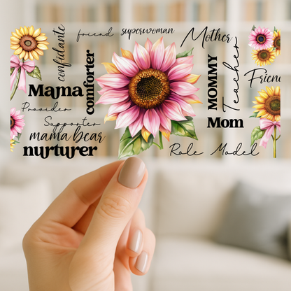 Mom Mother Mama Sunflower | UV DTF Wrap for Cups | Ready to Apply Permanent