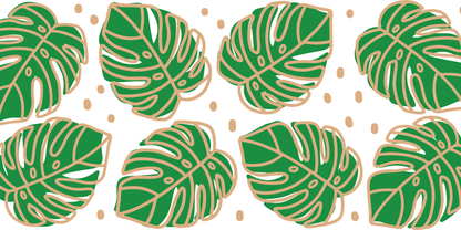 Monstera Leaves Green | UV DTF Wrap for Cups | Ready to Apply Permanent