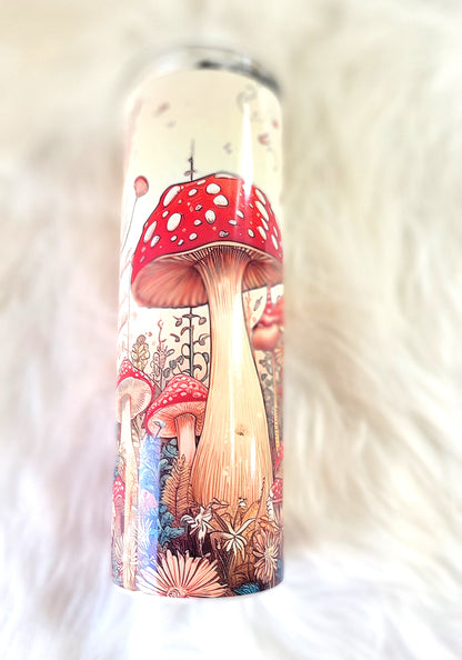 Mushroom Art 20oz Sublimated Tumbler | Cute Cottage core Travel Cup