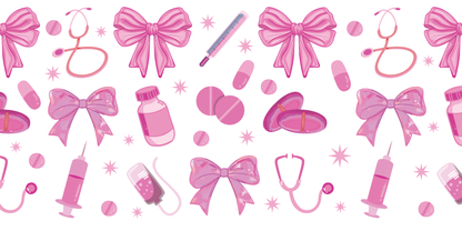 Nurse Bows | UV DTF Wrap for Cups | Ready to Apply Permanent