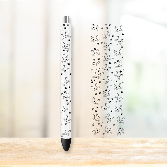 Cat Face UVDTF Pen Wrap | UV DTF Wrap for Pens | Ready to Apply Permanent