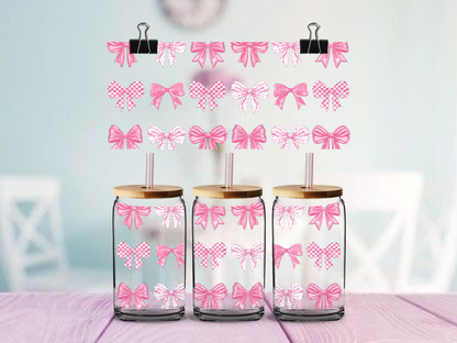 Pretty Pink Bows | UV DTF Wrap for Cups | Ready to Apply Permanent