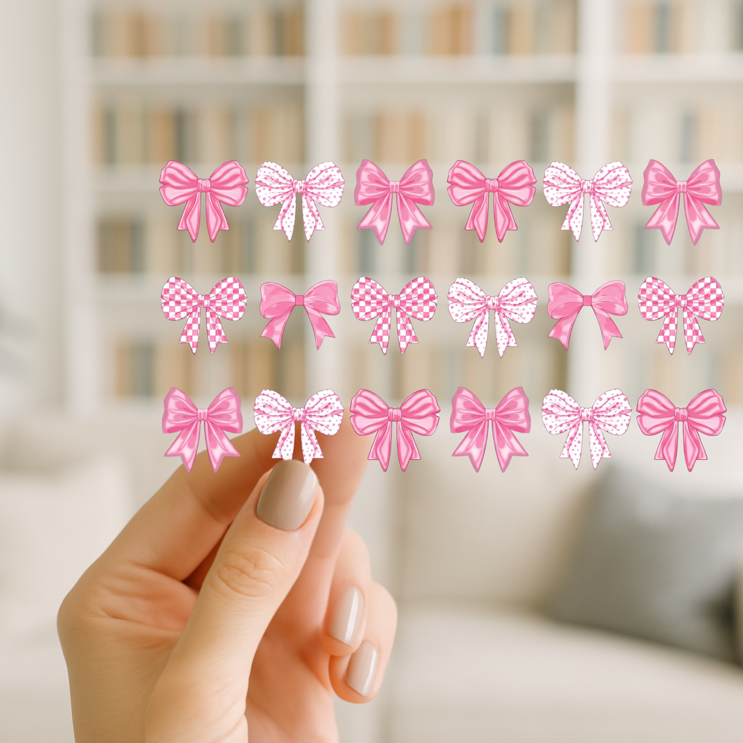 Pretty Pink Bows | UV DTF Wrap for Cups | Ready to Apply Permanent
