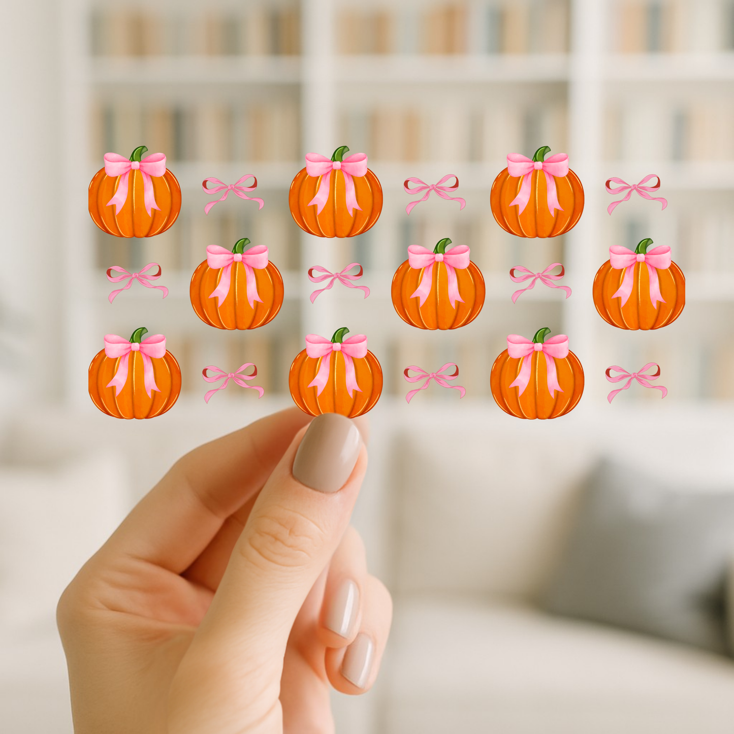 Pumpkins and Bows | UV DTF Wrap for Cups | Ready to Apply Permanent