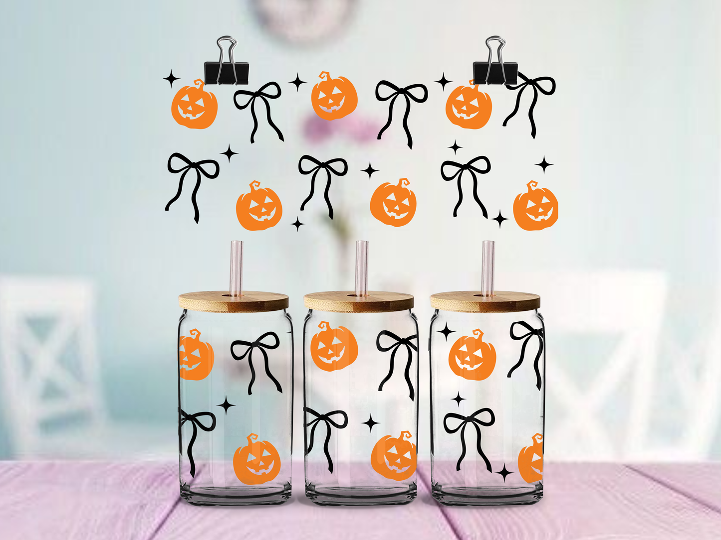 Pumpkins and Bows | UV DTF Wrap for Cups | Ready to Apply Permanent