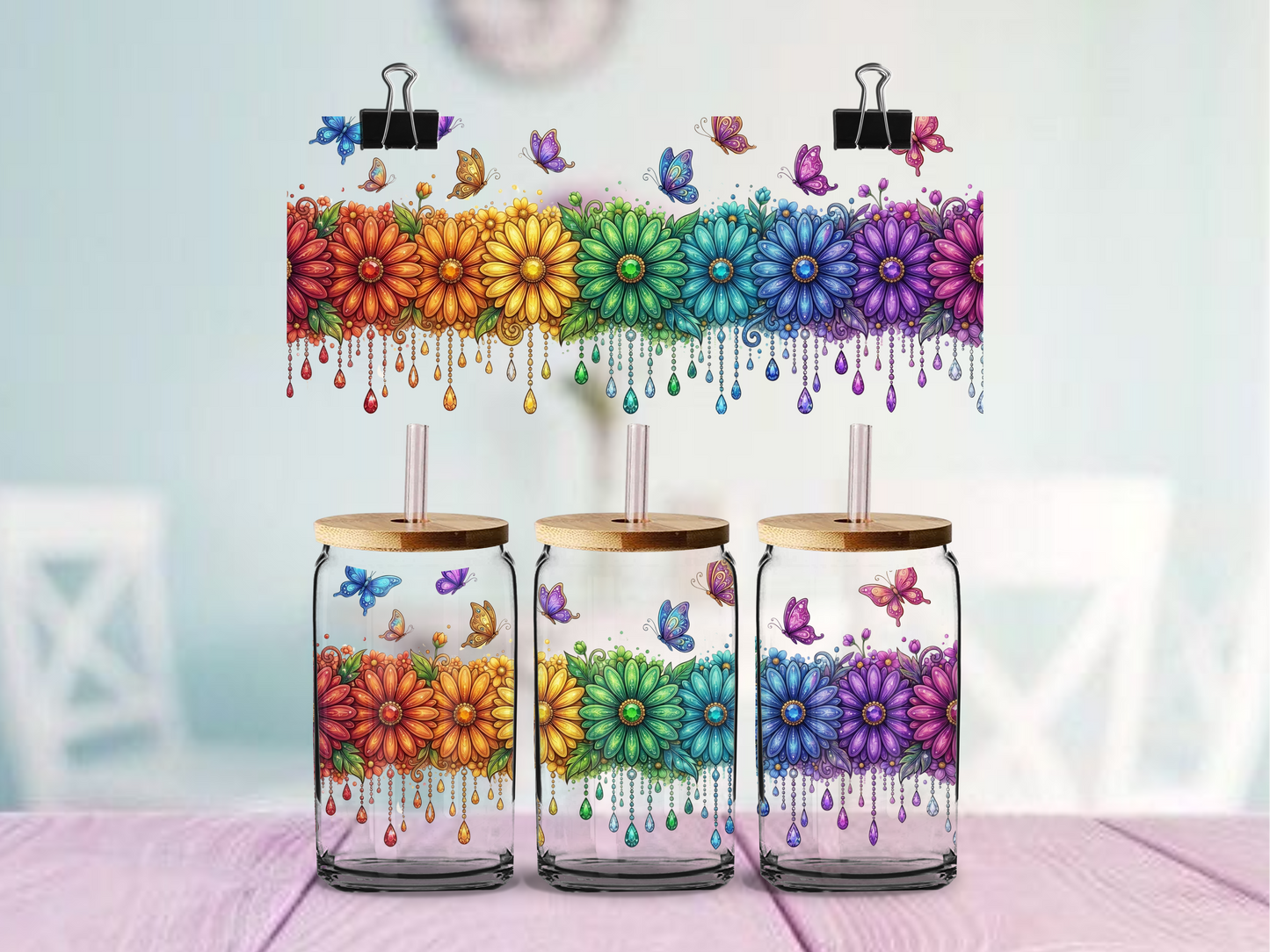 Rainbow Daisy | UV DTF Wrap for Cups | Ready to Apply Permanent