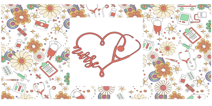 Nurse Floral | UV DTF Wrap for Cups | Ready to Apply Permanent