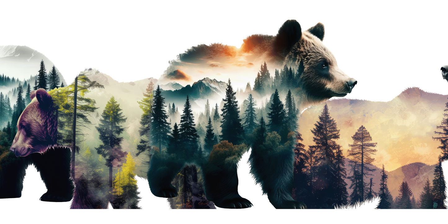 Scenic Bear | UV DTF Wrap for Cups | Ready to Apply Permanent