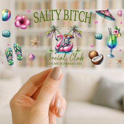 Salty Bitch Social Club | UV DTF Wrap for Cups | Ready to Apply Permanent