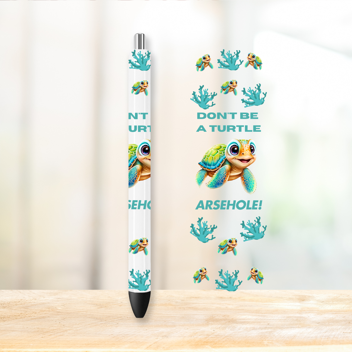 Sea Turtles UVDTF Pen Wrap | UV DTF Wrap for Pens | Ready to Apply Permanent