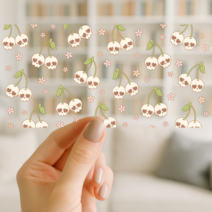Skull Cherries | UV DTF Wrap for Cups | Ready to Apply Permanent
