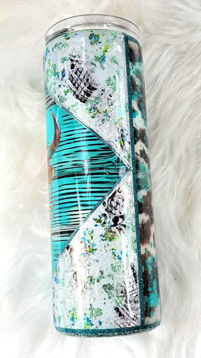 Boho Cow Skull Western Epoxy Tumbler | 20oz Stainless Steel Epoxy Cup