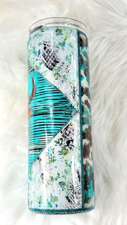 Boho Cow Skull Western Epoxy Tumbler | 20oz Stainless Steel Epoxy Cup