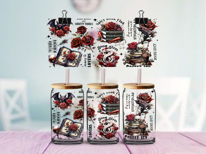 Spicy Book Club 16oz cup Wrap | UV DTF Wrap for Cups | Ready to Apply Permanent