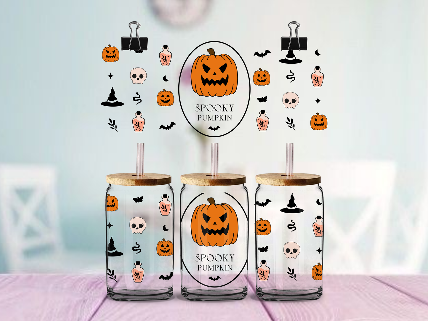 Spooky Pumpkins | UV DTF Wrap for Cups | Ready to Apply Permanent