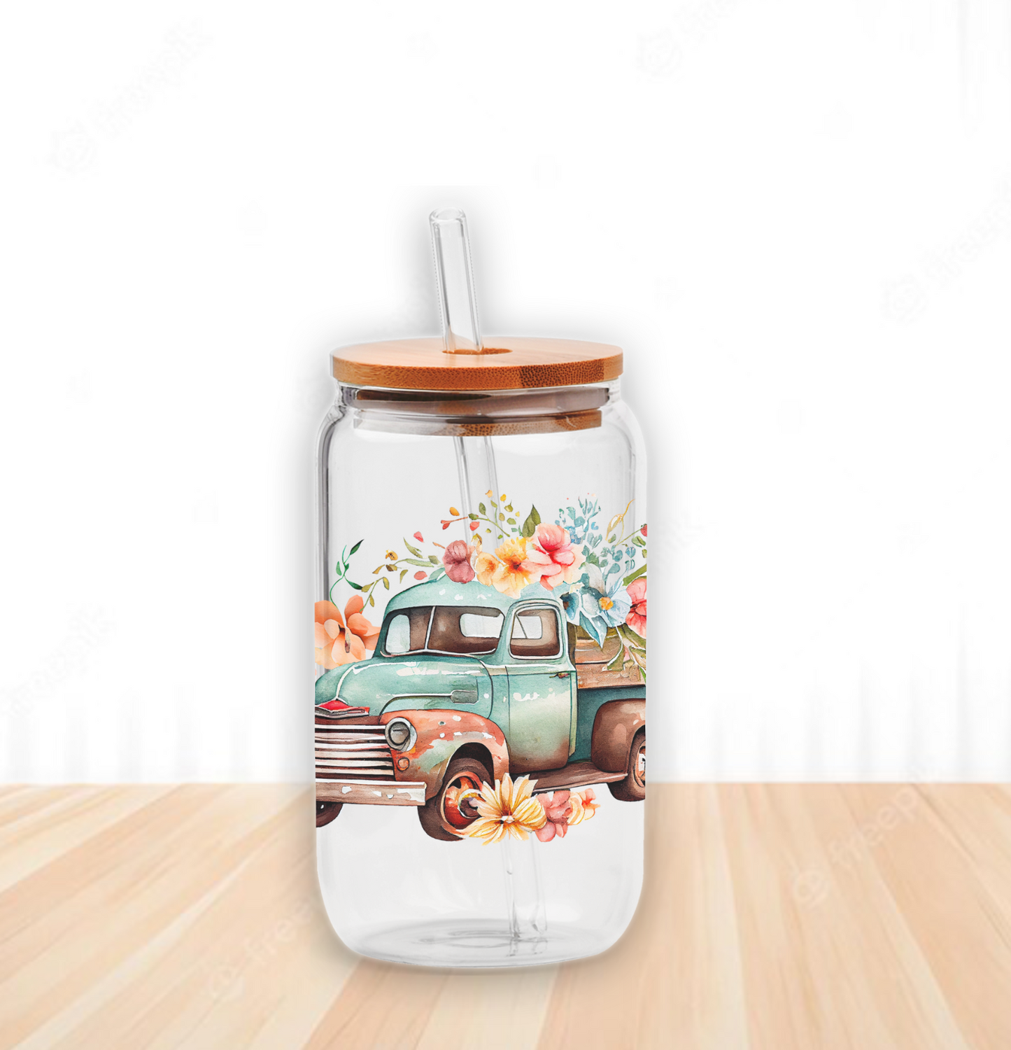 Spring Truck Florals | UV DTF Wrap for Cups | Ready to Apply Permanent