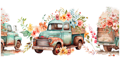 Spring Truck Florals | UV DTF Wrap for Cups | Ready to Apply Permanent