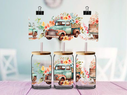 Spring Truck Florals | UV DTF Wrap for Cups | Ready to Apply Permanent