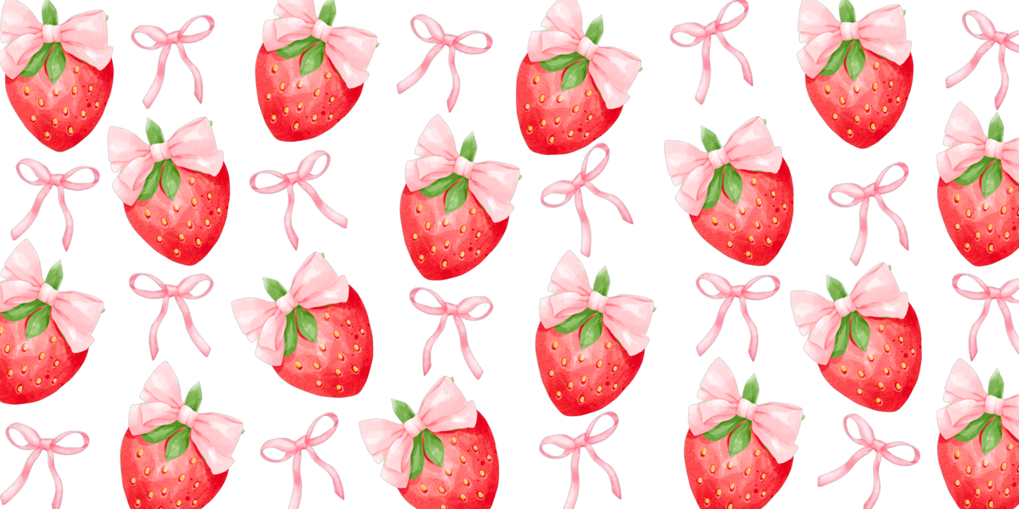 Strawberries and Bows | UV DTF Wrap for Cups | Ready to Apply Permanent