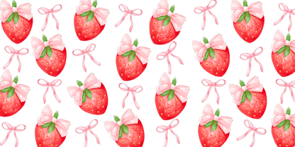 Strawberries and Bows | UV DTF Wrap for Cups | Ready to Apply Permanent