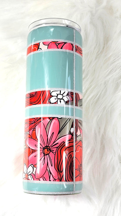 Stronger Than You Think 20oz Tumbler | Sage Floral Epoxy Travel Cup