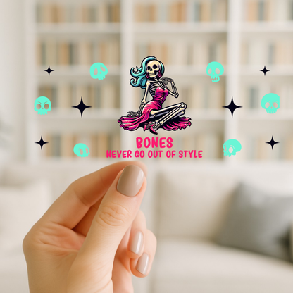 Stylish Skeleton | UV DTF Wrap for Cups | Ready to Apply Permanent