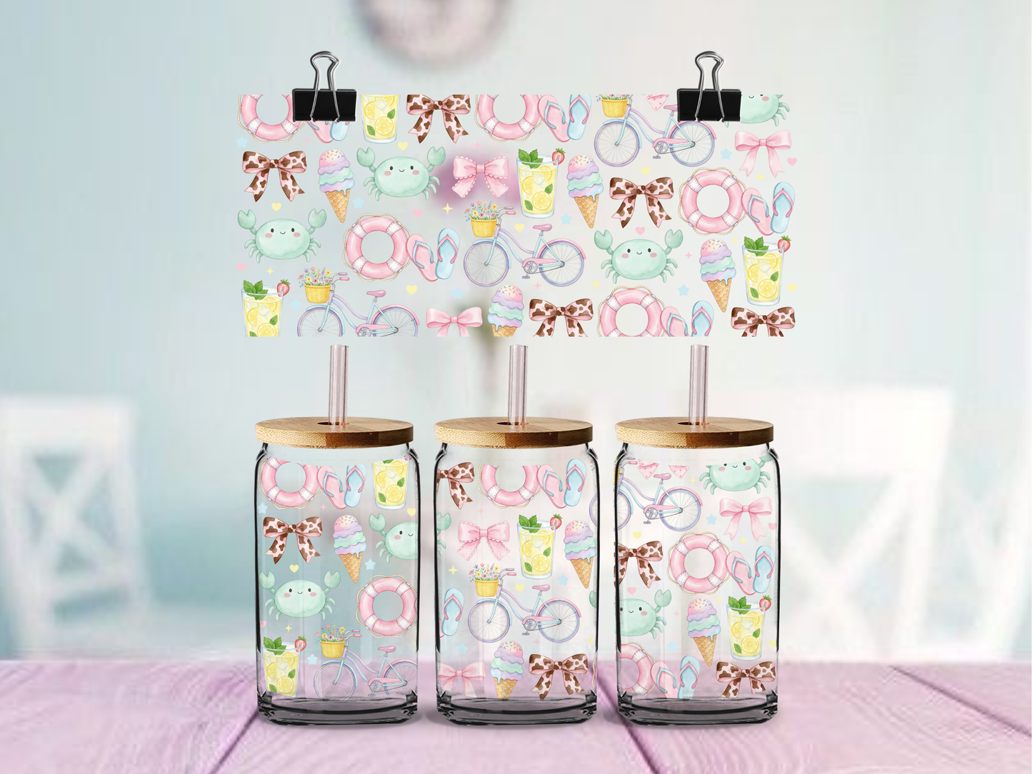 Summer Coquette Beach | UV DTF Wrap for Cups | Ready to Apply Permanent