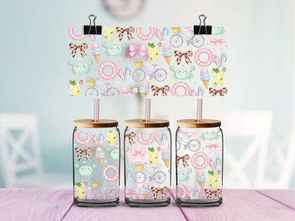 Summer Coquette Beach | UV DTF Wrap for Cups | Ready to Apply Permanent