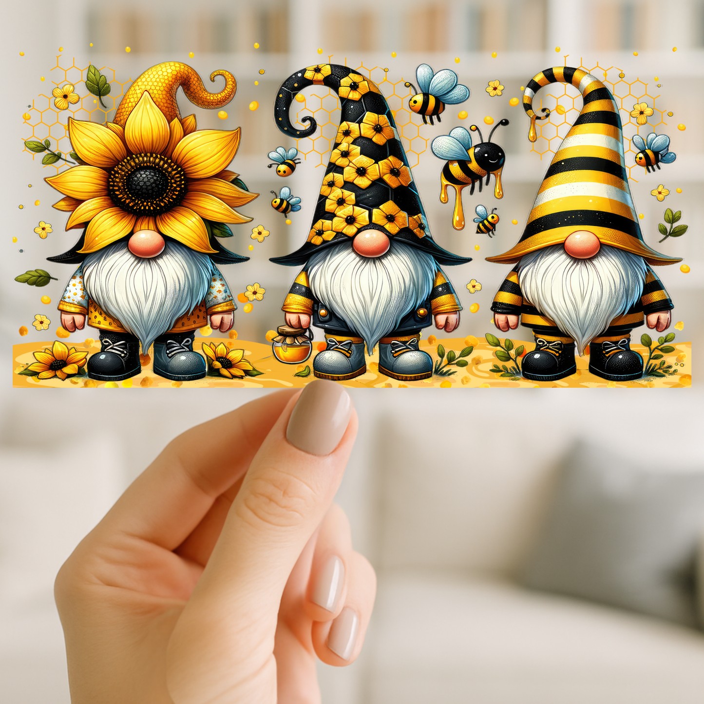 Gnome Sunflowers | UV DTF Wrap for Cups | Ready to Apply Permanent