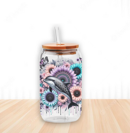 Dolphin Sunflower | UV DTF Wrap for Cups | Ready to Apply Permanent